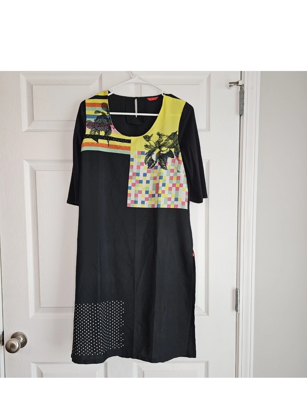 W For Women Multicolor Patchwork Art Print Dress ColorBlock Kurta Whimsigoth 10